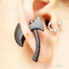 1Pc Punk Cool Mens Womens Black Ax/ Hatchet Stud Earring Piercing Jewelry BF4U, €0.99 - 1