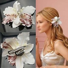 Wedding Bridal Flower Orchid Leopard Print Hair Clip Barrette Hair Dress BF4U, €0.99