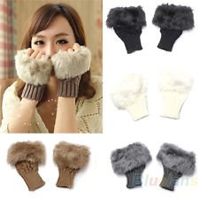 Womens Girls New Perfect Rabbit Fur Hand Wrist Warmer Winter Fingerless Gloves, €1.40