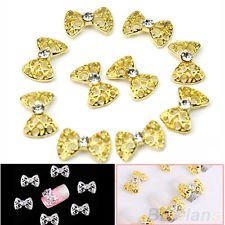 10 x 3D Elegant Alloy Crystal Tip Decorations New Bowknot Nail Art Stickers BF3U, €1.29