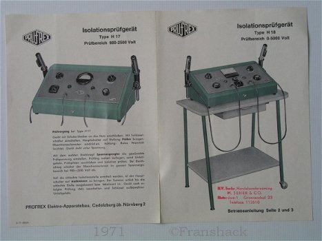 [1971] Prüfrex H17 und 18,Betriebsanleitung, Elektro Apparatebau - 1