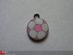 Geëmailleerde bedel - voetbal (roze) - 1 - Thumbnail