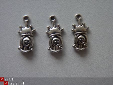 3 tibetaans zilveren bedels - prinses - 1