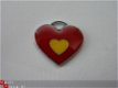 Geëmailleerde bedel - hartje (rood/geel) - 1 - Thumbnail