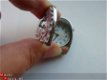 Sleutelhanger/horloge hart met bloemetjes (fuchsia/roze) - 2 - Thumbnail