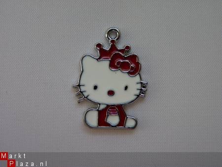 Geëmailleerde bedel - Hello Kitty prinses (rood) - 1