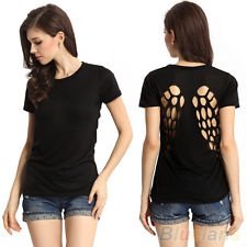 New Sexy Hollow Out Style Cotton Short Sleeve T-shirt Tops for Womens BF8U, €3.90 - 1