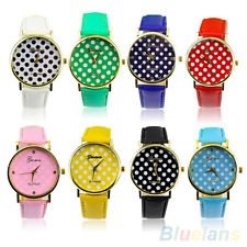 Cute Lady's Leather Bracelet Dot Round Dial Quartz Analog Sport Wristwatch BFCU, €1.88