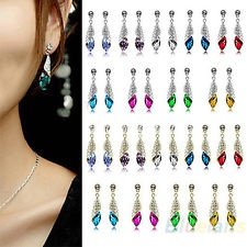 Colorful Chic 1 Pair Crystal Rhinestone Beautiful Teardrop Dangle Earrings BF3U, €1.57 - 1