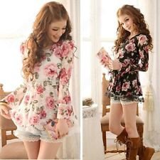 New Womens Chic Casual Rose Pattern Lace Black White Long Tops Dresses, €8.79 - 1