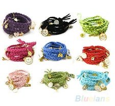 Ladies Girls Womens Multicolor Knit Shell Heart Rabbit Fashion Bracelet BF1U New, €1.27