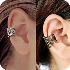 Vintage Punk Hollow out Engraving Cuff Style Wide Ear Clip Earrings Bronze BF2U, €0.99