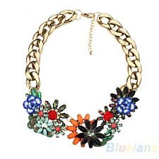 Lady's Nice Design Flower Link Chain Bib Statement Choker Crystal Necklace BFAU, €5.66 - 1