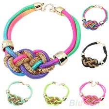 Chic Women Punk Metal Fluorescent Color Thick Rope Tied Knot Short Necklace BF4U, €3.32