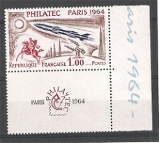 Frankrijk 1964 Expo PHILATEC à Paris vignet onder en marge postfris
