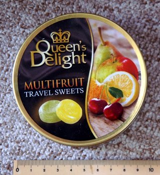 Oud snoepblik Queen's Delight - Multifruit Travel Sweets - 1