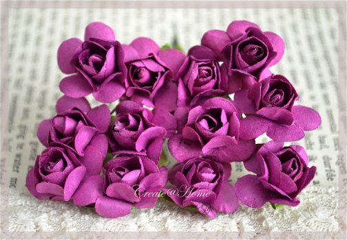 Papieren roosjes, violet. Per 10 - 1