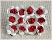Papieren roosjes rood-wit. Per 10 - 1 - Thumbnail