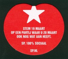 Bierviltje Verkiezingen - Stem SP, 100% Sociaal