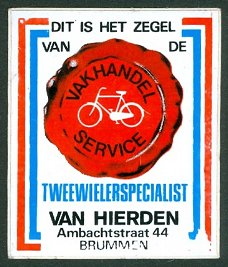 Sticker Tweewielerspecialist Van Hierden, Brummen