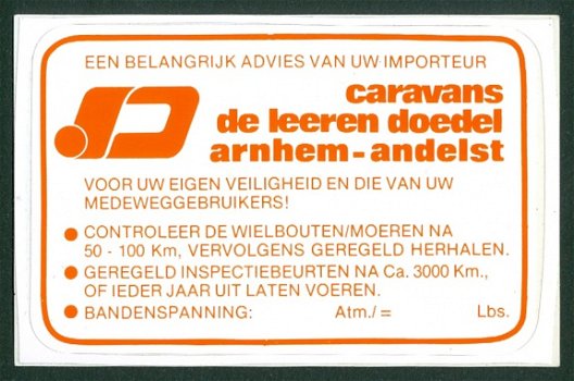Sticker Caravans De Leeren Doedel, Arnhem-Andelst - 1