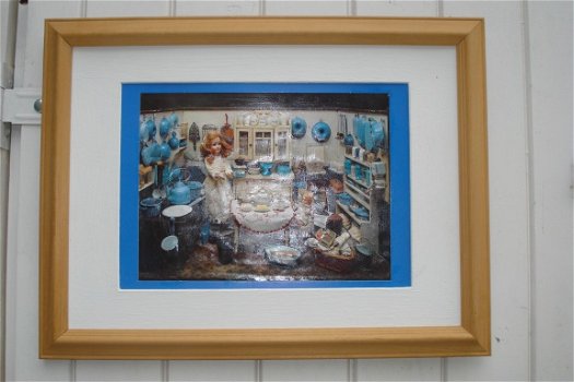 schilderij poppenhuiskamer uitgevoerd in 3D 43x33 cm zonder glas prijs 7,50 exclusief verzendkosten - 1