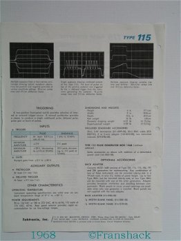 [1968] Pulsgenerator Type 115, Cat. Sheet, Tektronix - 2