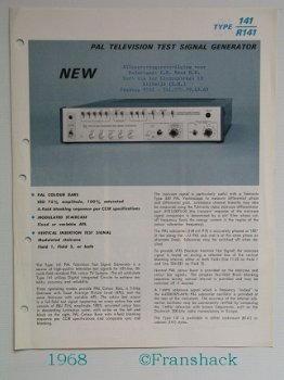 [1969] PAL TV Test Signal Generator Type 141/R141, Cat. Sheet, Tektronix - 1