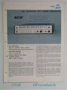 [1969] PAL TV Test Signal Generator Type 141/R141, Cat. Sheet, Tektronix