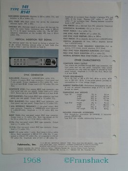 [1969] PAL TV Test Signal Generator Type 141/R141, Cat. Sheet, Tektronix - 3