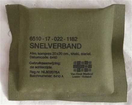 Verband Pakje, Snelverband, 20x20cm, Koninklijke Landmacht, 1984.(Nr.1) - 0