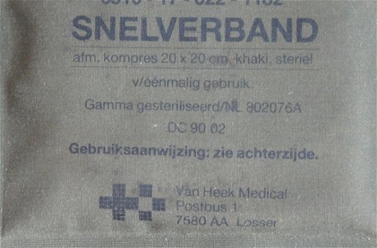 Verband Pakje, Snelverband, 20x20cm, Koninklijke Landmacht, 1990.(Nr.1) - 2