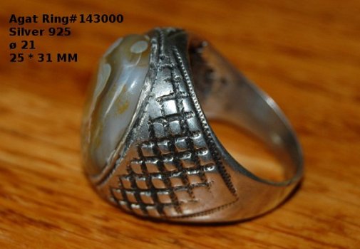 #143000 Zilveren heren ring met Agaat - 2