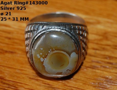 #143000 Zilveren heren ring met Agaat - 3