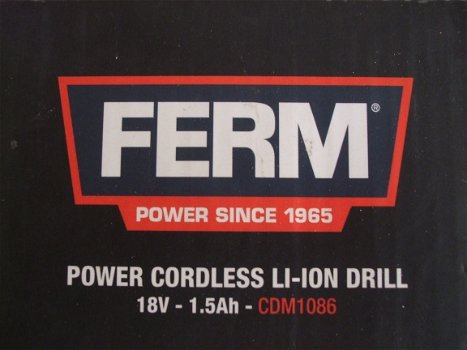 FERM18volt Accuboormachine CDM1086 + 1x 1,5Ah 18volt Li-ion accu - 2