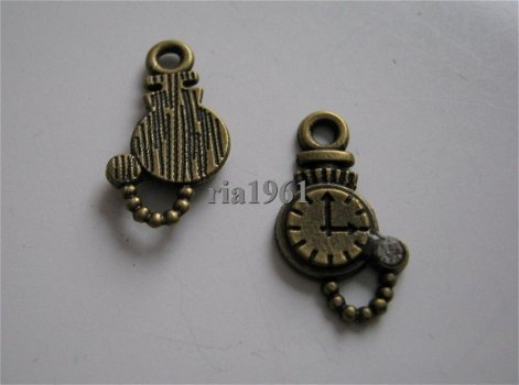 bedeltje/charm mannen:zakhorloge brons - 17x9 mm - 1