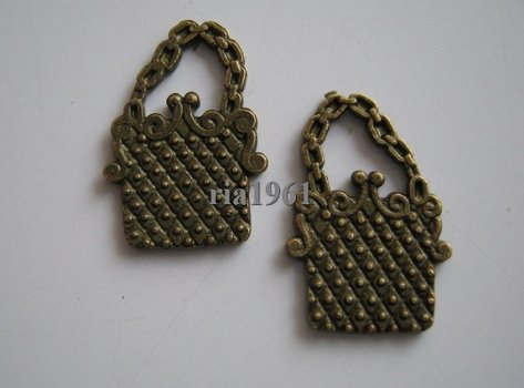 bedeltje/charm tasje:tasje 11 brons - 19x13 mm - 1