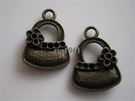 bedeltje/charm tasje: tasje 14 brons - 20x14 mm - 1