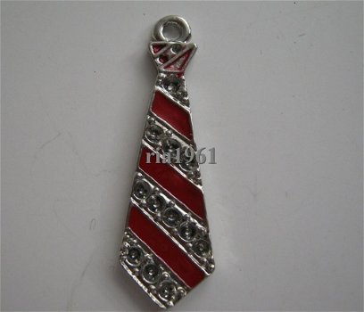 bedeltje/charm mode kleding: stropdas rood - 30 mm - 0