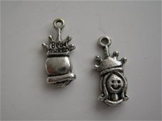 bedeltje/charm kroontje:prinsesje - 19x 9 mm