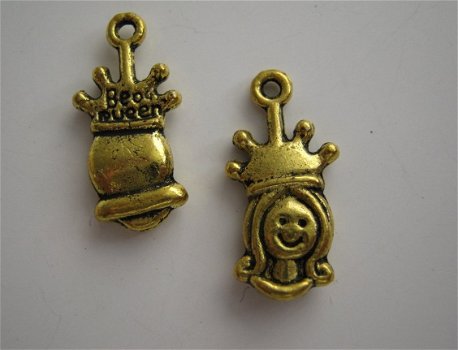 bedeltje/charm kroontje:prinsesje goud - 19x 9 mm - 1