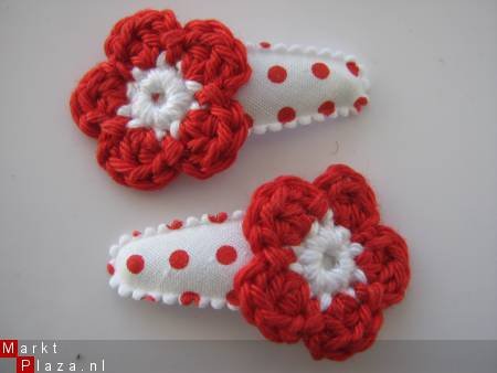 ** Peuter haarspeldjes polkadot rood/wit - 0