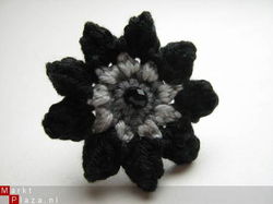 ** Verstelbare ring BLOSSOM (zwart)