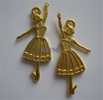 bedeltje/charm sport:ballerina goud - 32 mm - 1