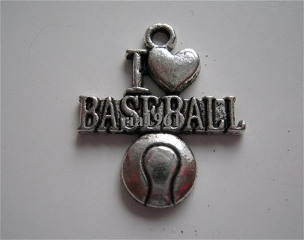 bedeltje/charm sport:i love baseball - 18x21 mm - 1