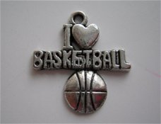 bedeltje/charm sport:i love basketbal - 22 mm