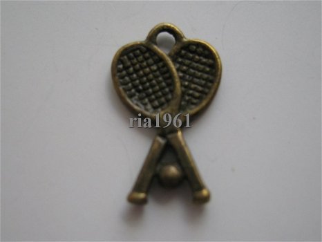 bedeltje/charm sport:tennisrackets brons 2 - 16x10 mm - 1