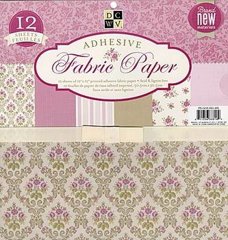 NIEUW Adhesive Fabric Paper Pink Floral 12 Inch Paper Pad van DCWV. - 1