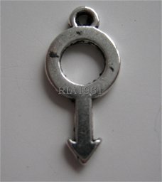 bedeltje/charm mannen: man symbool klein - 18x8 mm