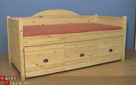 massief houten BED met 2 LADEN - 5
